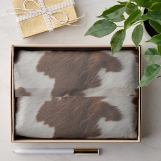 Koeienhuid Bruin Wit Lederen Koe Bont Tissuepapier (Geschenk)