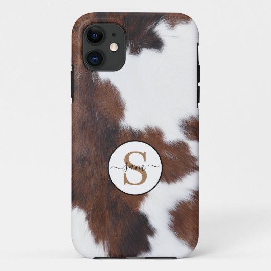Koeienhuid bruin wit monogram Hoesje-Mate iPhone C Case-Mate iPhone Case (Achterkant)