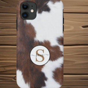 Koeienhuid bruin wit monogram Hoesje-Mate iPhone C Case-Mate iPhone Case
