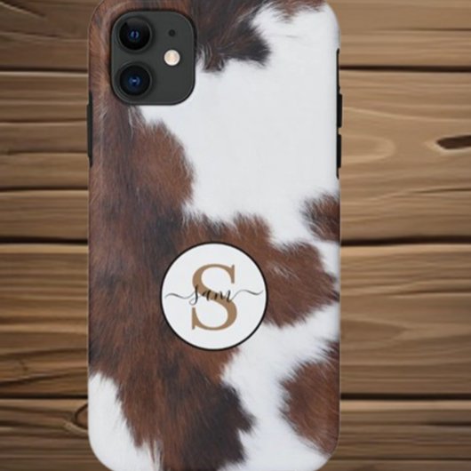 Koeienhuid bruin wit monogram Hoesje-Mate iPhone C Case-Mate iPhone Case