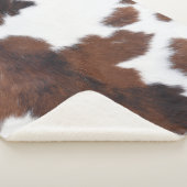 Koeienhuid bruin wit sherpa deken (3/4)