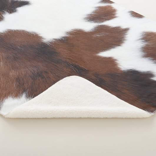 Koeienhuid bruin wit sherpa deken (3/4)