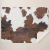 Koeienhuid bruin wit sherpa deken (Voorkant (horizontaal))