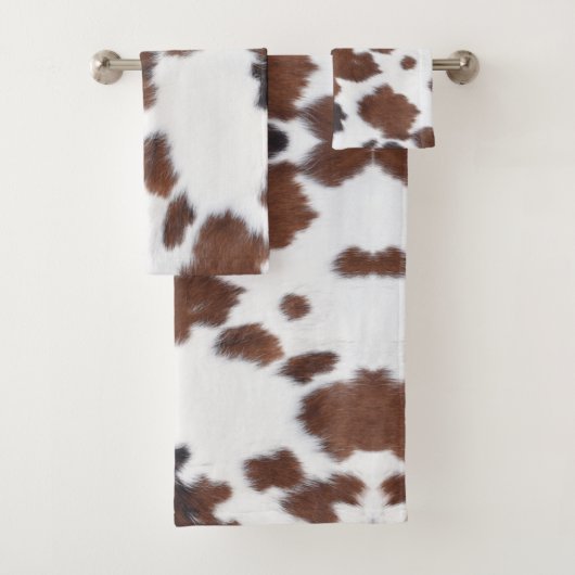 koeienhuid bruin witte badhanddoekset bad handdoek (Insitu)