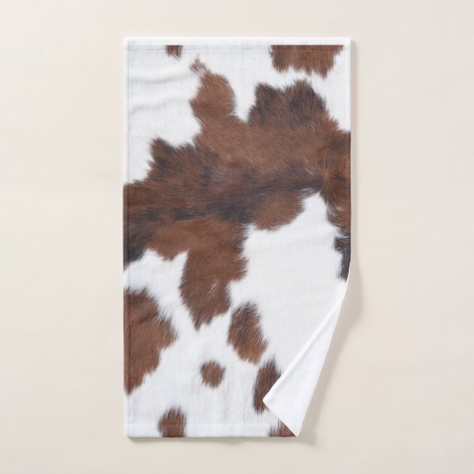 koeienhuid bruin witte badhanddoekset bad handdoek (Handdoek)