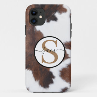 Koeienhuid Bruin Witte Monogram Case-Mate iPhone Case