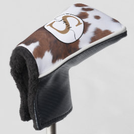 Koeienhuid Bruin Witte Monogram Golfheadcover