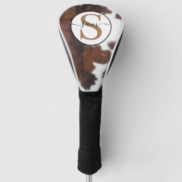 Koeienhuid Bruin Witte Monogram Golfheadcover