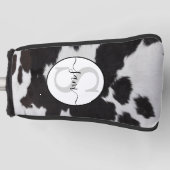 Koeienhuid Bruin Witte Monogram Golfheadcover (Voorkant)