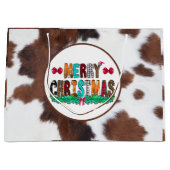 Koeienhuid bruine kerst groot cadeauzakje (Voorkant)