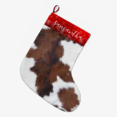 Koeienhuid bruine kerst stoppen grote kerstsok (Voorkant (Hangend))