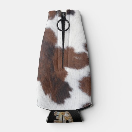 koeienhuid bruine witte fleskoeler flesjeskoeler (Achterkant)