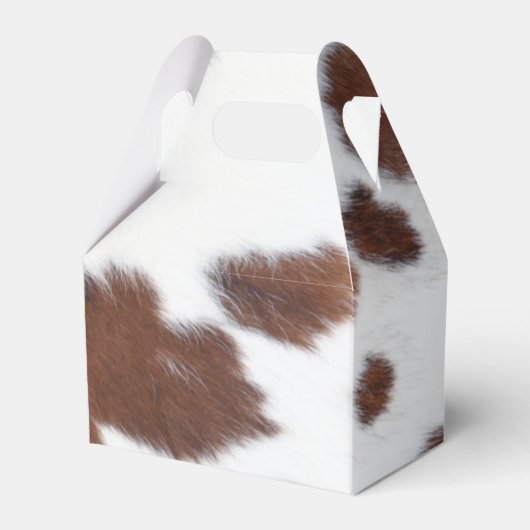 koeienhuid bruine witte voordoos bedankdoosjes (Voorkant Zijde)