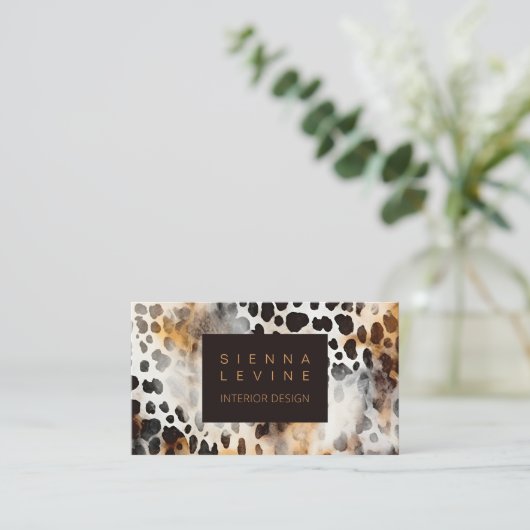 Koeienhuid Luipaard Print Dierenhuid Abstracte kun Visitekaartje (Staand voorkant)