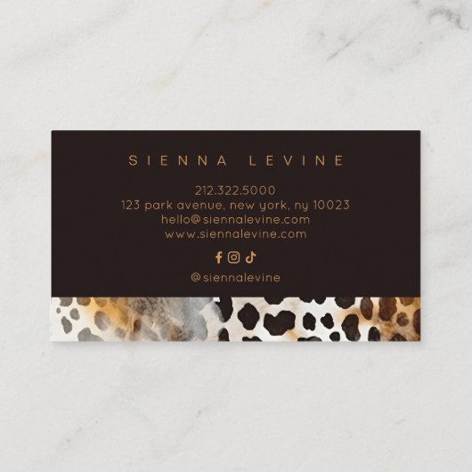 Koeienhuid Luipaard Print Dierenhuid Abstracte kun Visitekaartje (Achterkant)