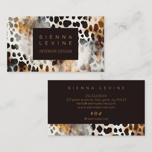 Koeienhuid Luipaard Print Dierenhuid Abstracte kun Visitekaartje (Voorkant / Achterkant)