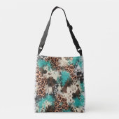 Koeienhuid Luipaard Print Turquoise Canvas tas (Achterkant)