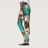Koeienhuid Luipaard Print Turquoise Leggings voor  (Links)