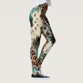 Koeienhuid Luipaard Print Turquoise Leggings voor  (Rechts)
