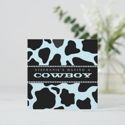 koeienhuid print cowboy Baby shower Kaart (Staand voorkant)