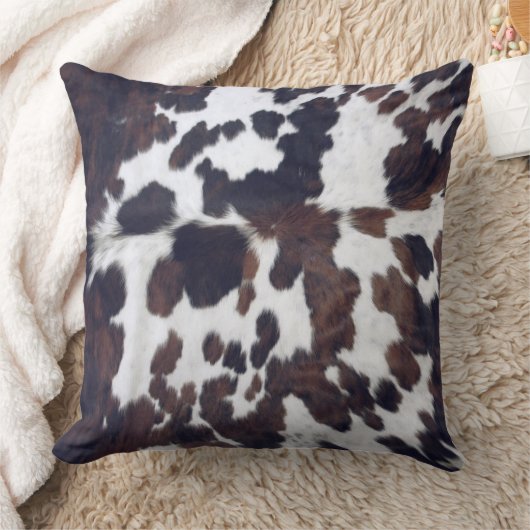 Koeienhuid Tan Black en White Pattern Print Cushio Kussen (Deken)