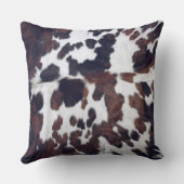 Koeienhuid Tan Black en White Pattern Print Cushio Kussen (Achterkant)