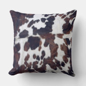Koeienhuid Tan Black en White Pattern Print Cushio Kussen (Voorkant)