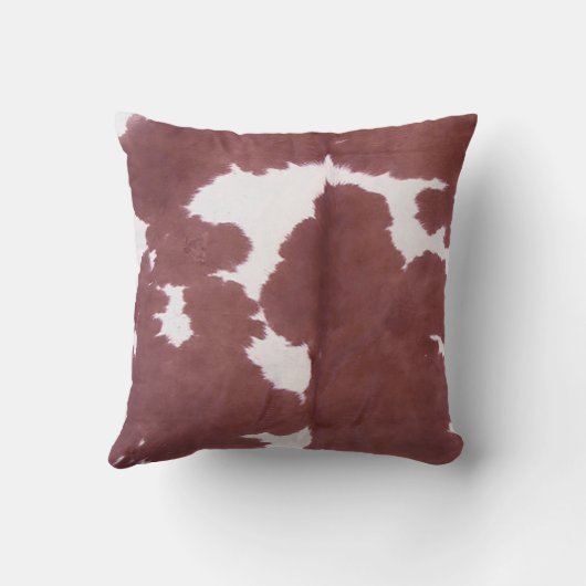 Koeienhuid Tan en White Pattern Print Cushion Kussen (Achterkant)