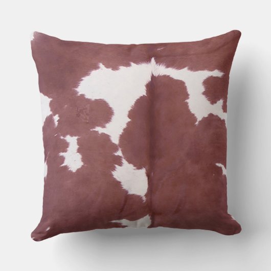 Koeienhuid Tan en White Pattern Print Cushion Kussen (Achterkant)