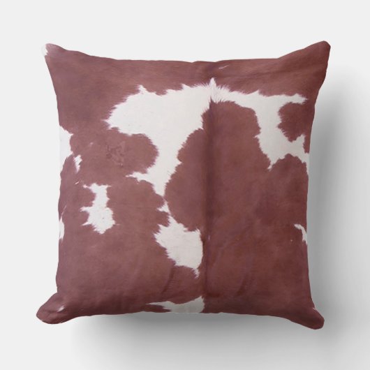 Koeienhuid Tan en White Pattern Print Cushion Kussen (Voorkant)