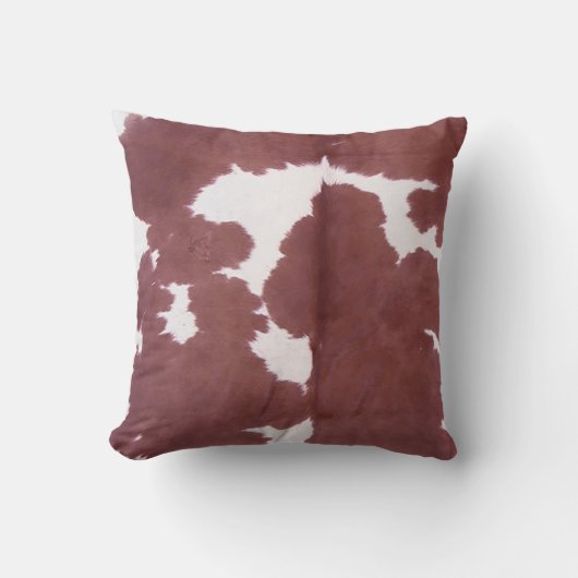 Koeienhuid Tan en White Pattern Print Cushion Kussen (Voorkant)