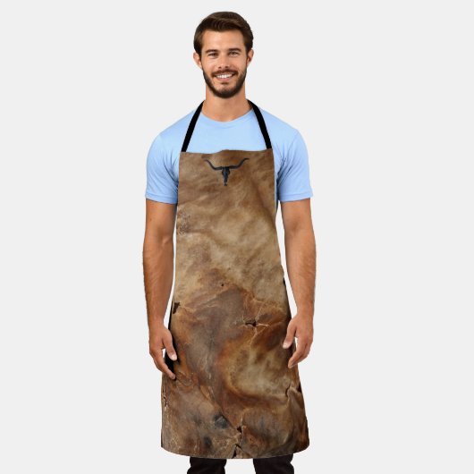 koeienhuid van bruin leder Afdruk All-Over Print A Schort (Gedragen)