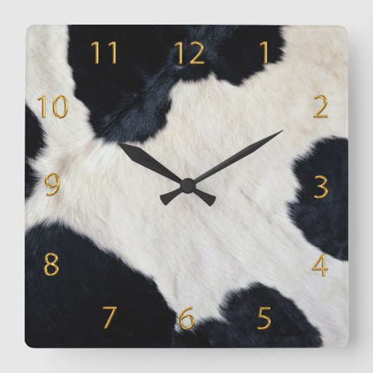 Koeienhuid Vierkante Klok (Voorkant)