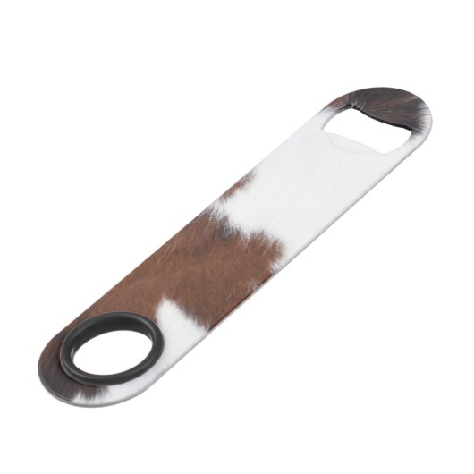 koeienhuid wit speed flessenopener (Voorkant Gekanteld)