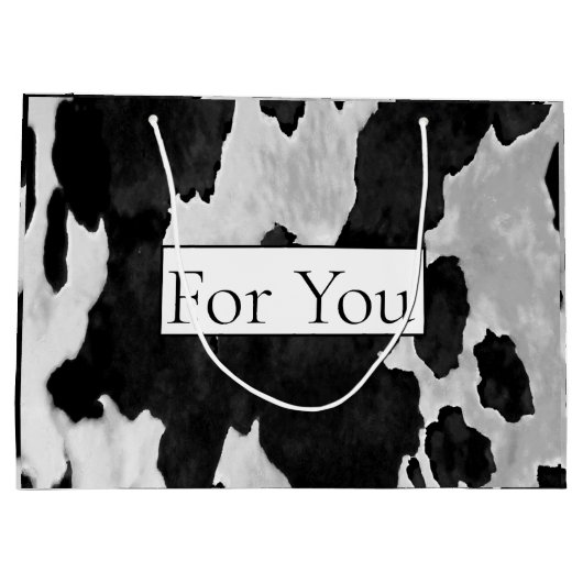Koeienhuid zwart in wit voor grote cadeautas (Achterkant)