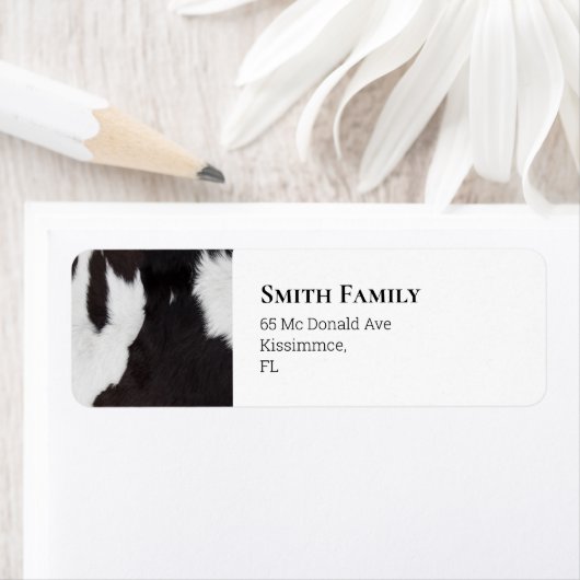 Koeienhuid Zwart-wit Etiket (Insitu)