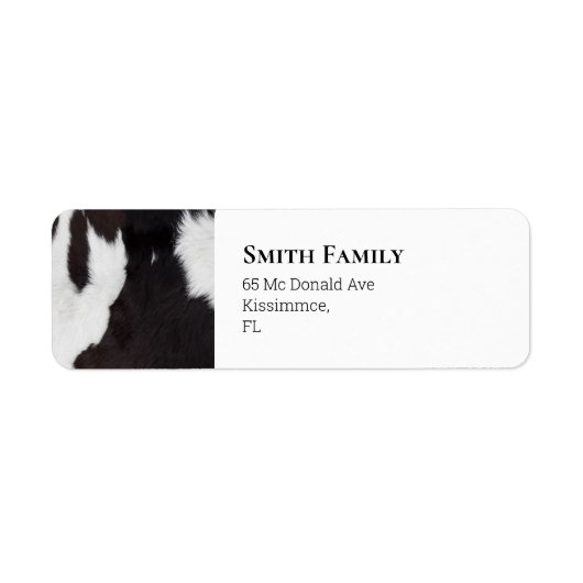 Koeienhuid Zwart-wit Etiket (Voorkant)