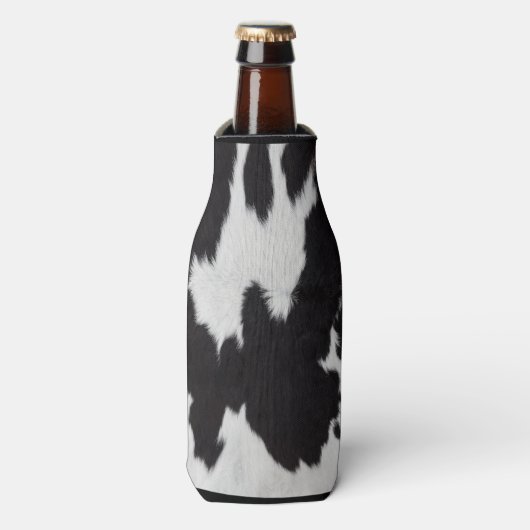 koeienhuid zwart wit flesjeskoeler (Fles Voorkant)