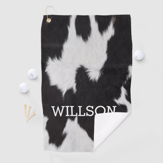 Koeienhuid zwart-wit golfhanddoek (Insitu)