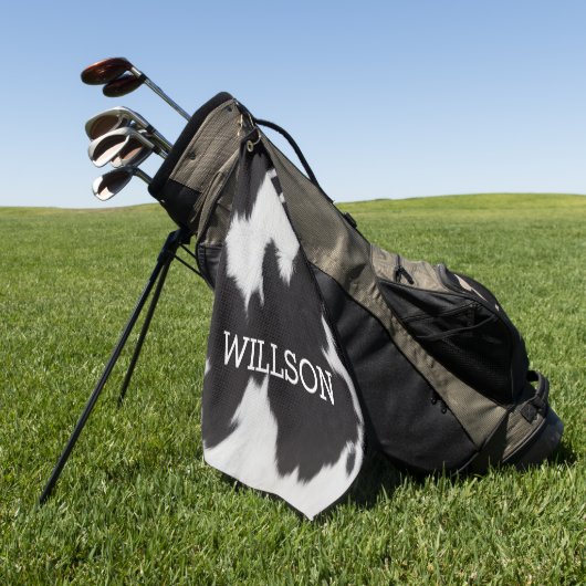 Koeienhuid zwart-wit golfhanddoek (Groen)