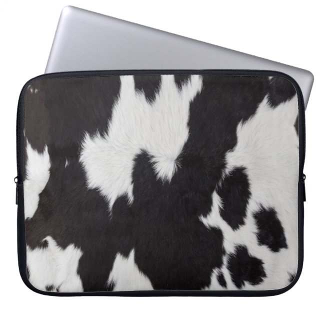 koeienhuid zwart wit laptop sleeve (Voorkant)