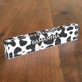 koeienhuid zwarte witte pleister naambordje (Zijkant)