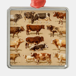  koeienkoeienvangers Boerderij Illustratie Metalen Ornament