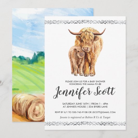 Koeienliefde baby shower uitnodiging (Voorkant / Achterkant)
