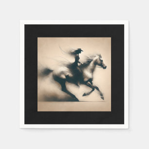 Koeienmeisje Rijden op een Paard, Westerne Cowgirl Servet