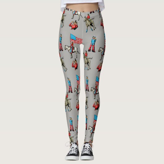 Koeienmeisjes en paarden afdrukken elke kleur Legg Leggings (Voorkant)