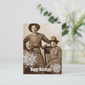 Koeienmeisjes en sneeuwvlokken vakantie wensen feestdagenkaart (Staand voorkant)