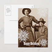 Koeienmeisjes en sneeuwvlokken vakantie wensen feestdagenkaart (Voorkant / Achterkant)