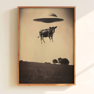 Koeienontvoeringsposter UFO-ontvoeringskunst Buite Poster