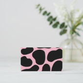 Koeienpatroon in roze en zwart. visitekaartje (Staand voorkant)